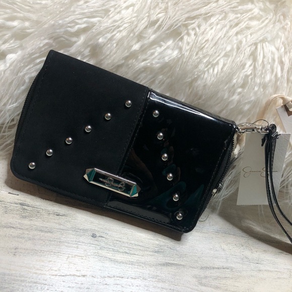 Jessica Simpson Black Wristlet Clutch Wallet NEW - Picture 1 of 8